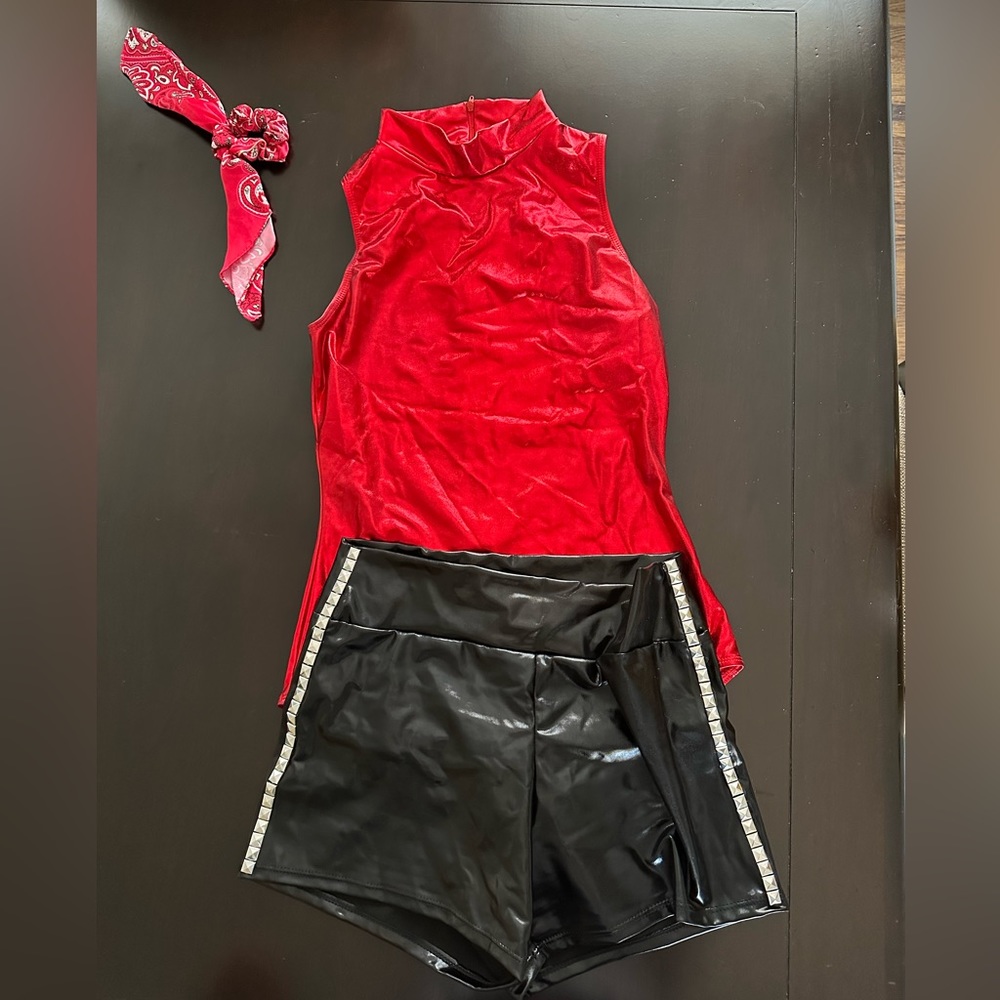 Women's metallic hip hop/jazz costume small top/medium shorts